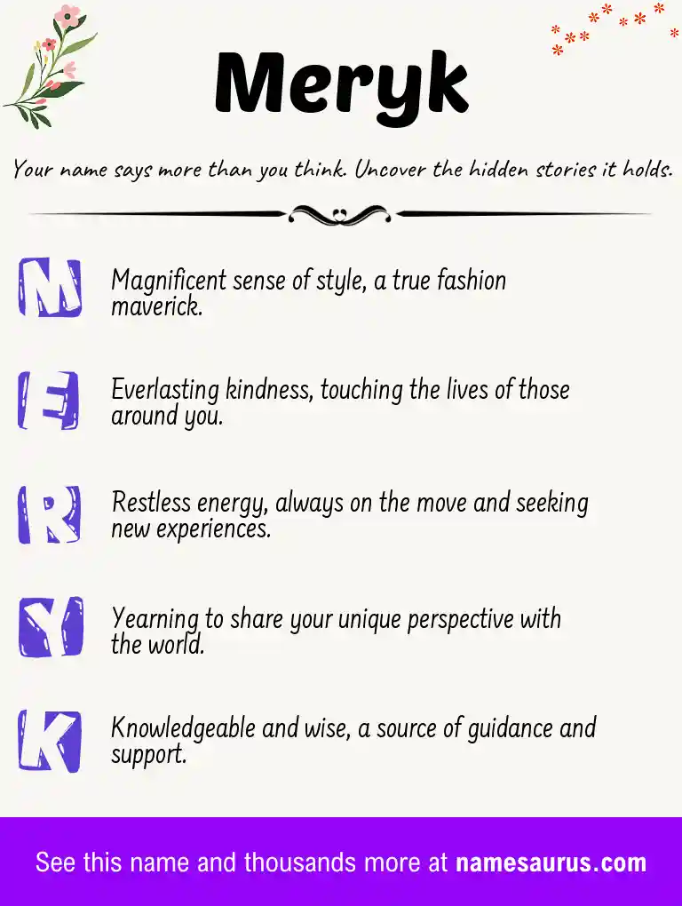 Acrostic poem about Meryk.