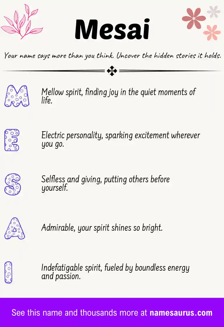 Acrostic poem about Mesai.