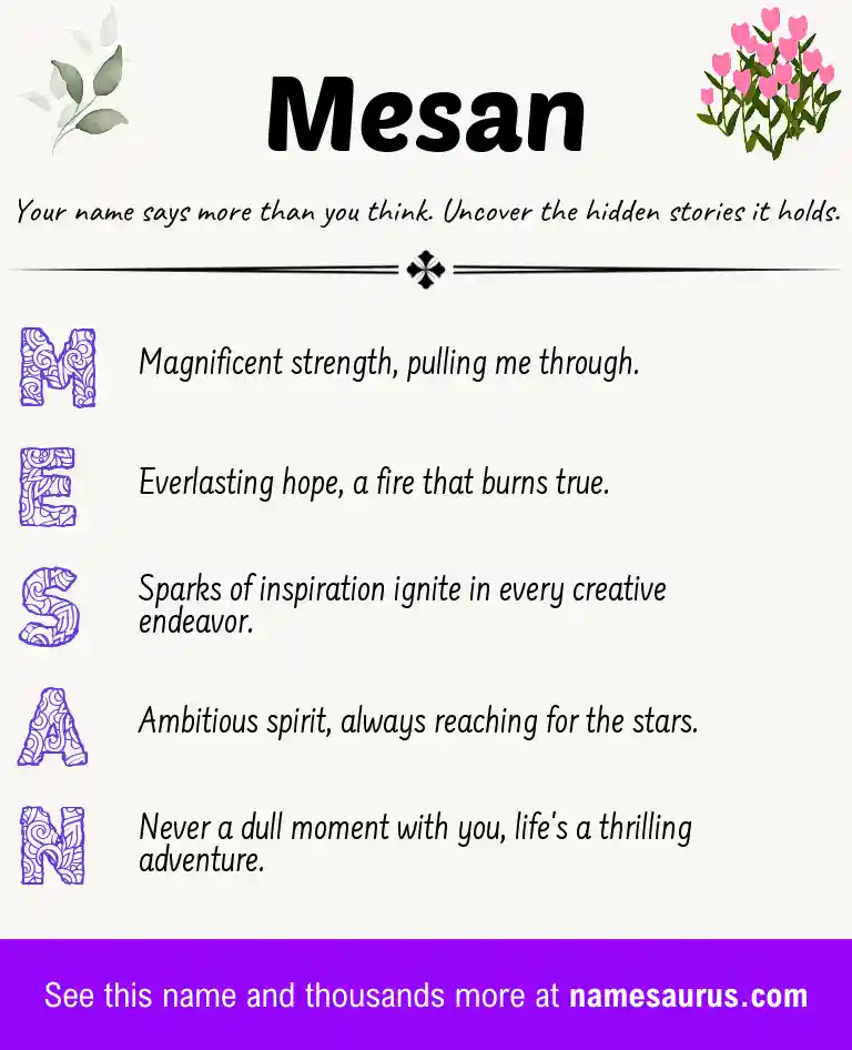 Acrostic poem about Mesan.