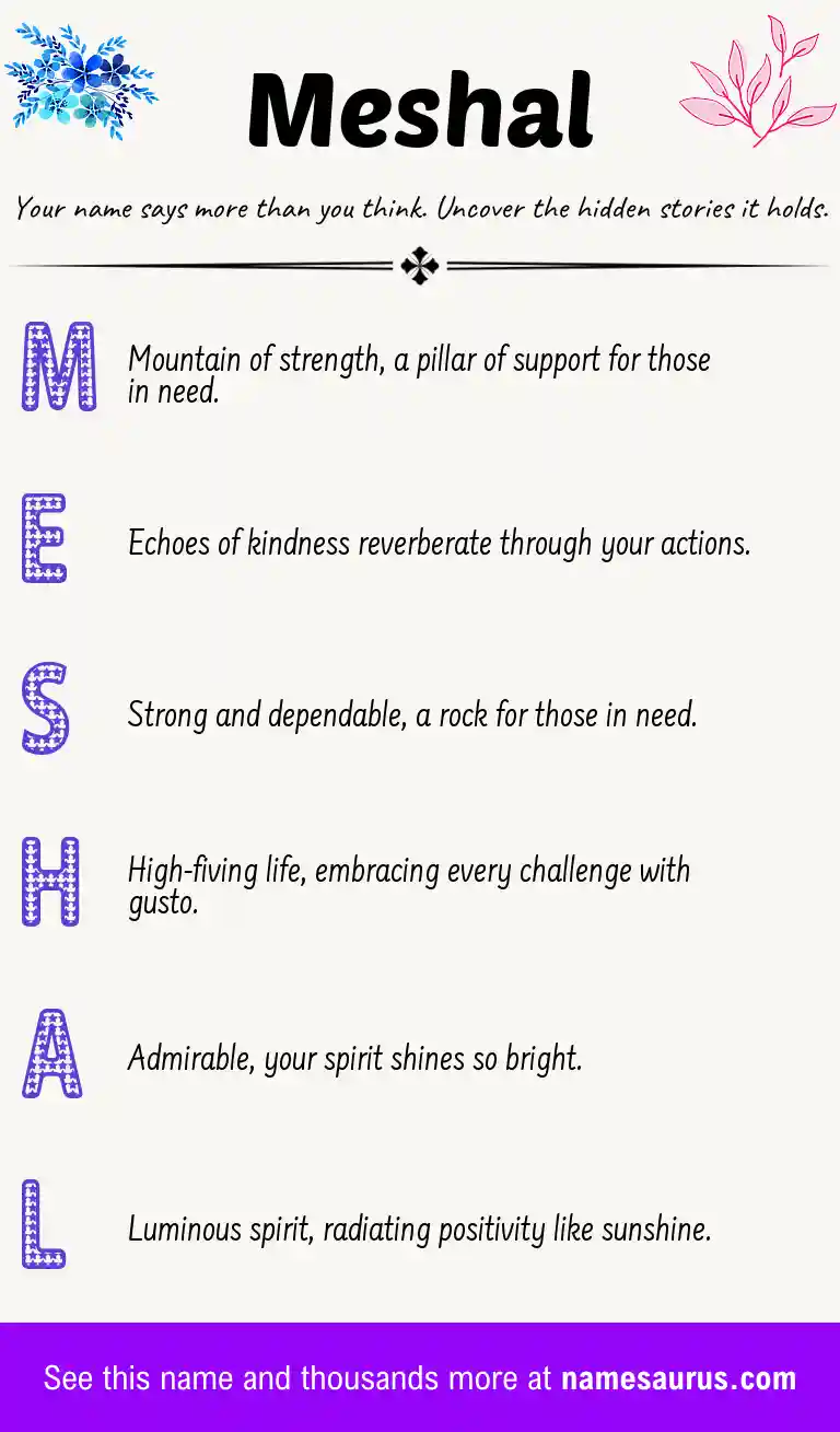 Acrostic poem about Meshal.