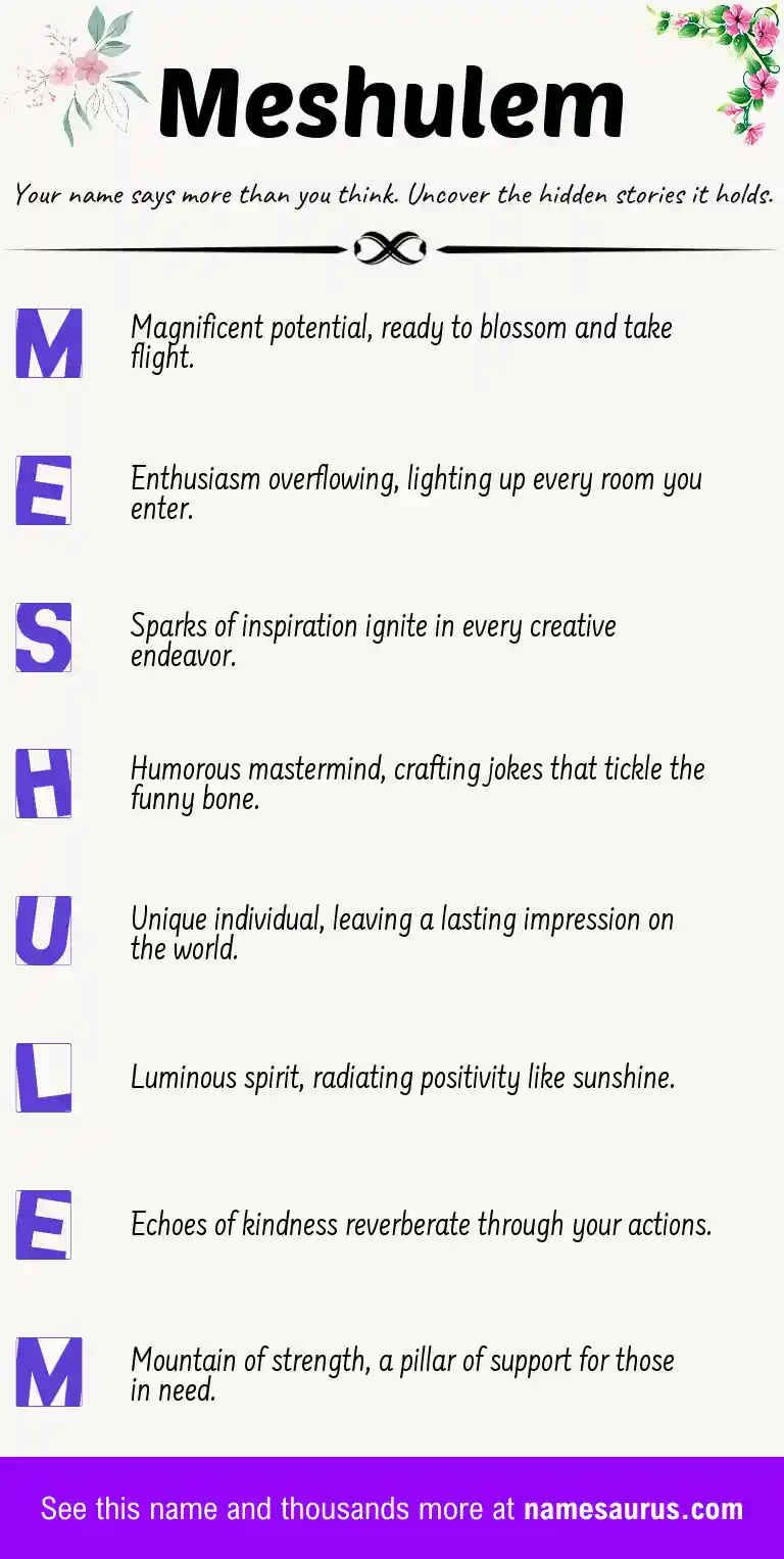 Acrostic poem about Meshulem.