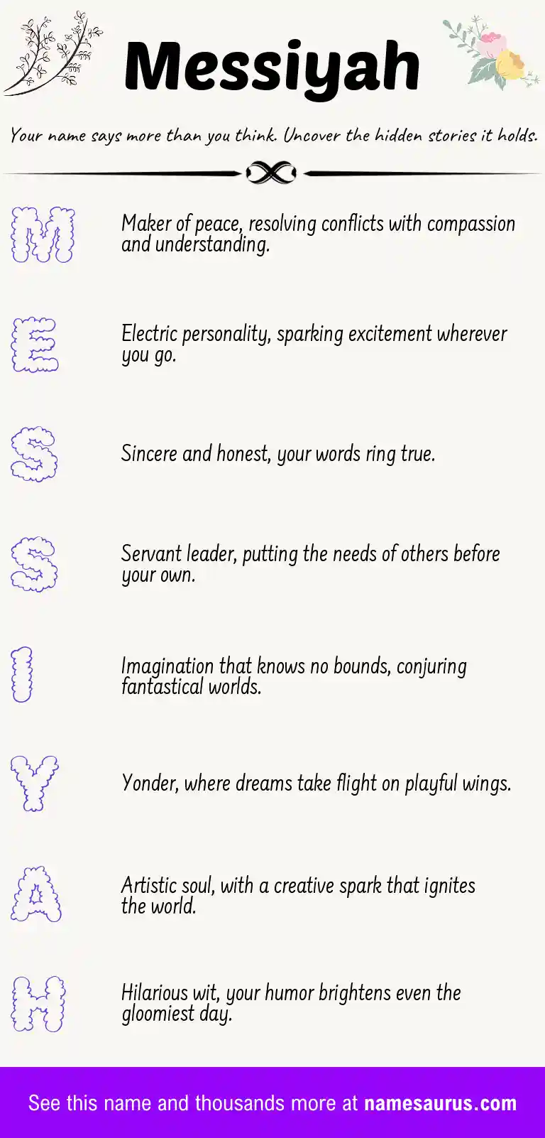 Acrostic poem about Messiyah.