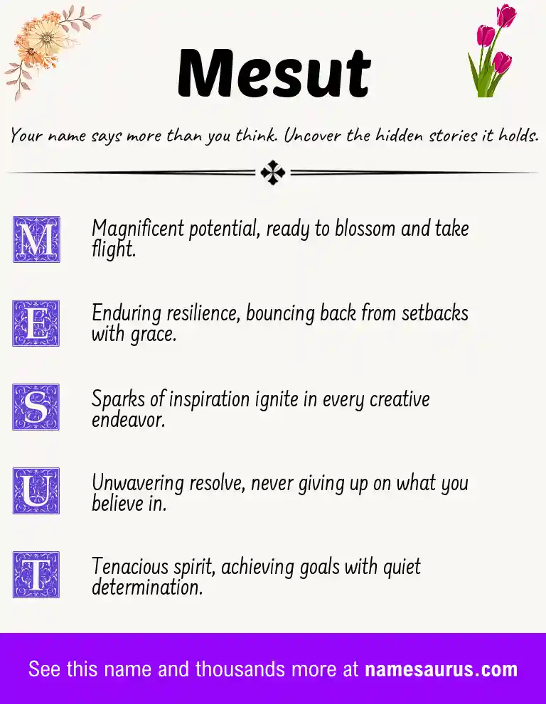 Acrostic poem about Mesut.