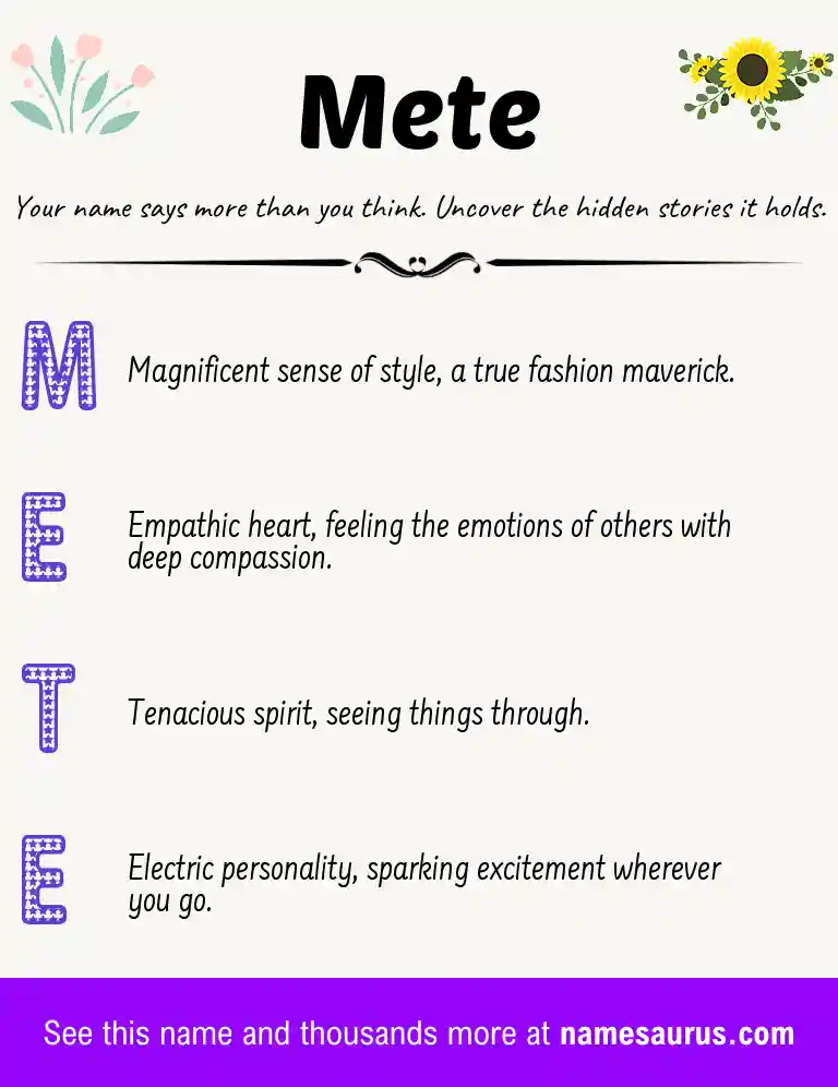 Acrostic poem about Mete.