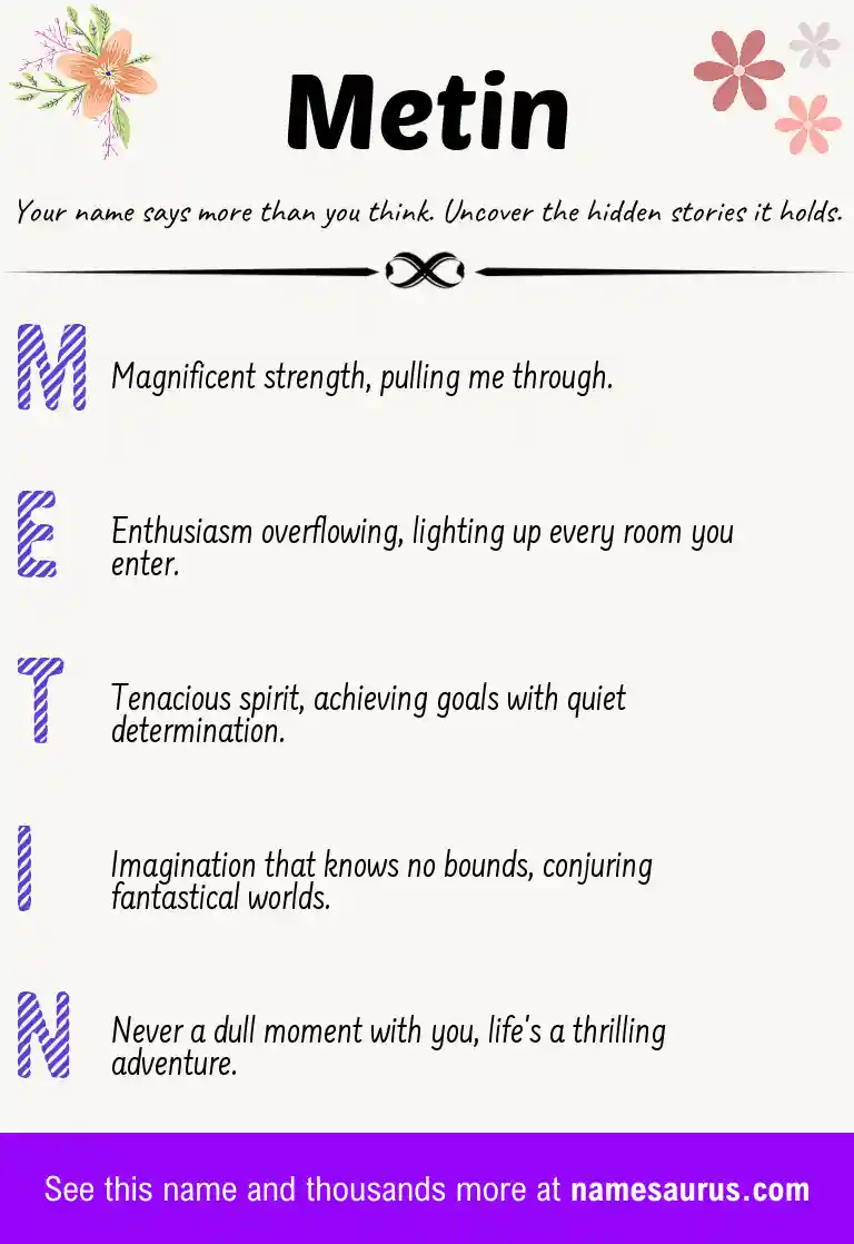 Acrostic poem about Metin.