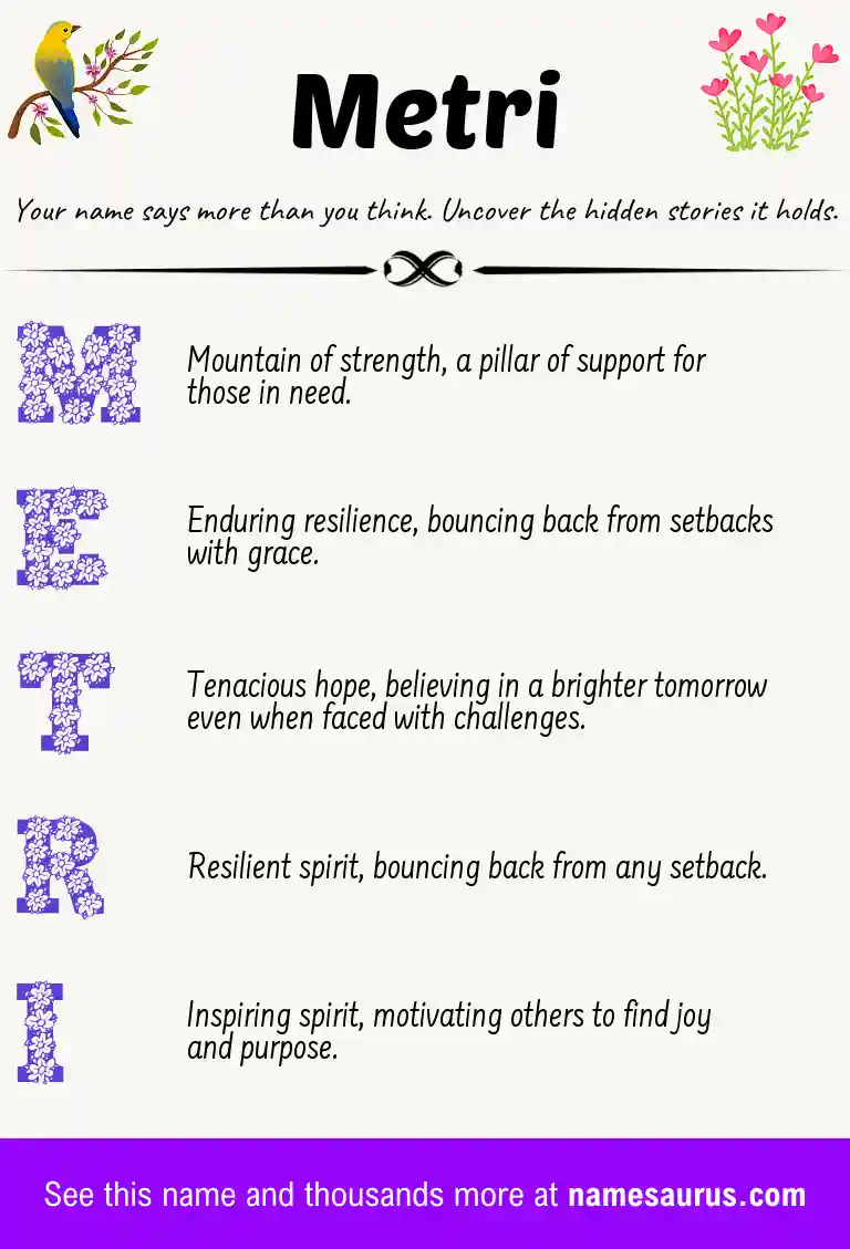 Acrostic poem about Metri.