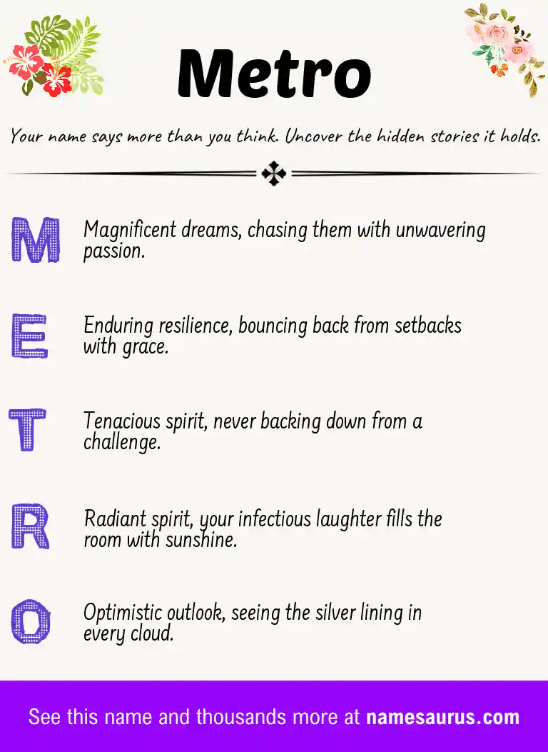 Acrostic poem about Metro.