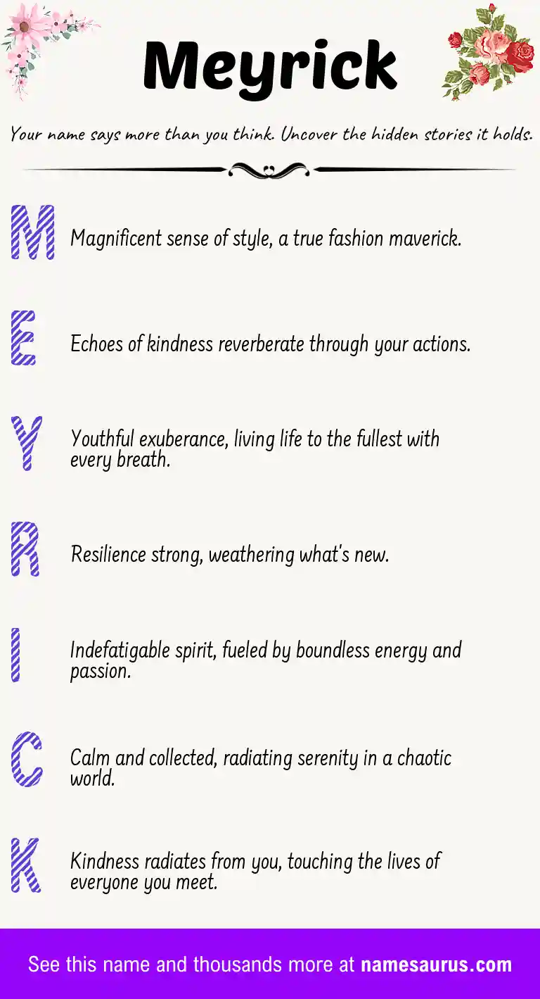 Acrostic poem about Meyrick.
