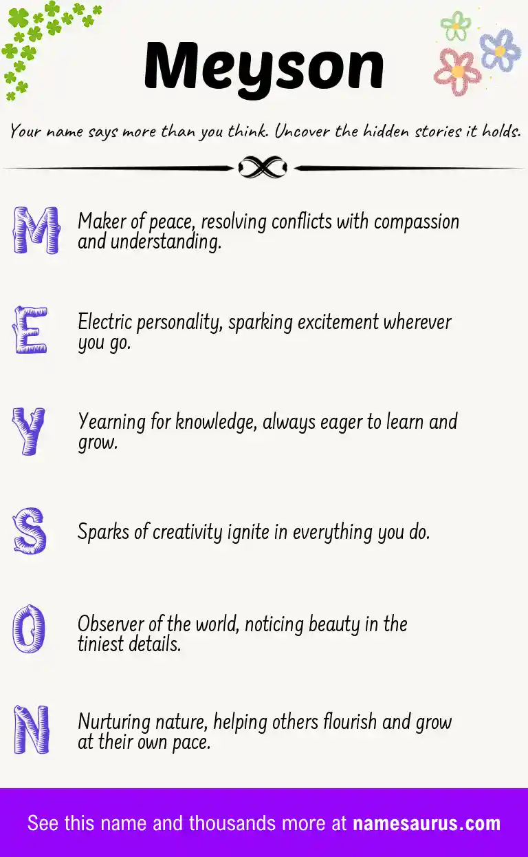 Acrostic poem about Meyson.