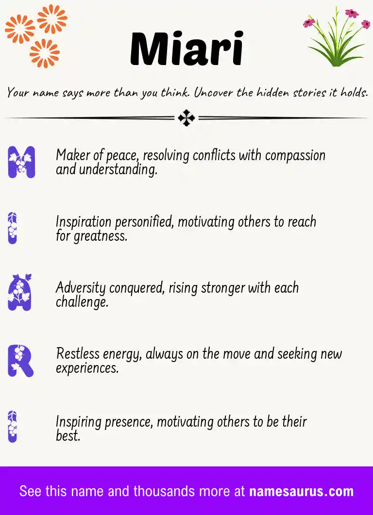 Acrostic poem about Miari.