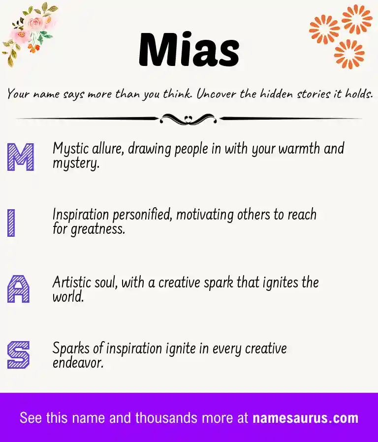 Acrostic poem about Mias.