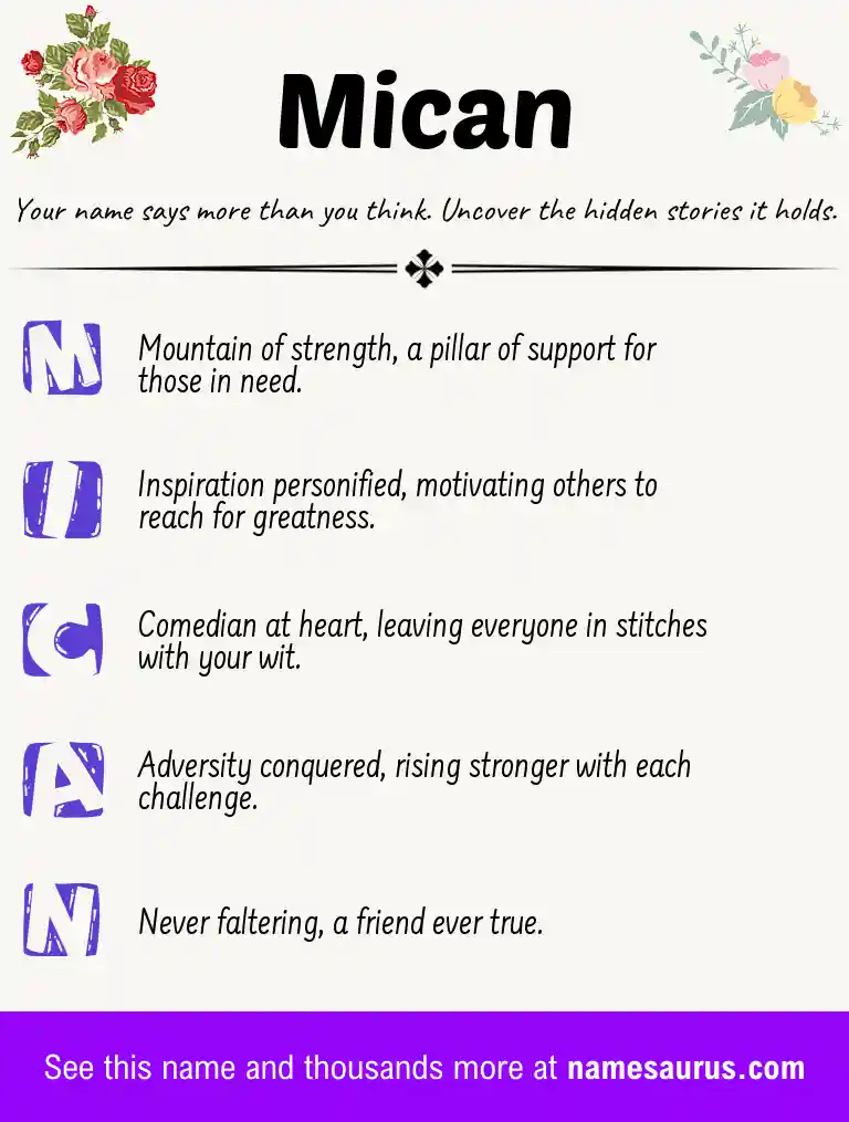 Acrostic poem about Mican.