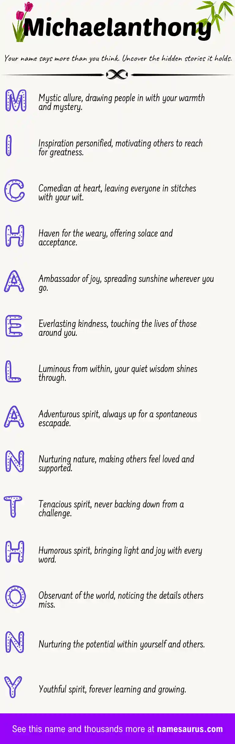 Acrostic poem about Michaelanthony.