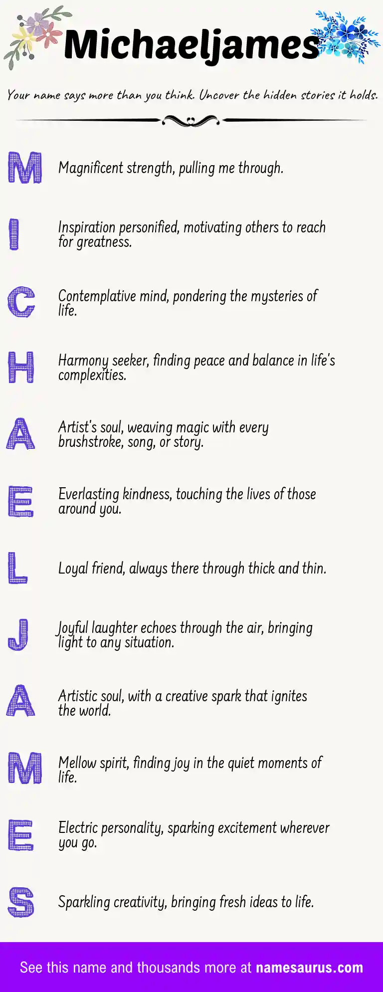 Acrostic poem about Michaeljames.