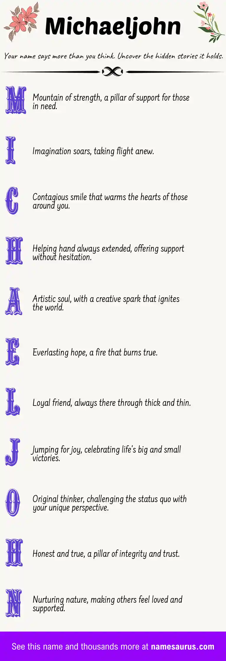 Acrostic poem about Michaeljohn.