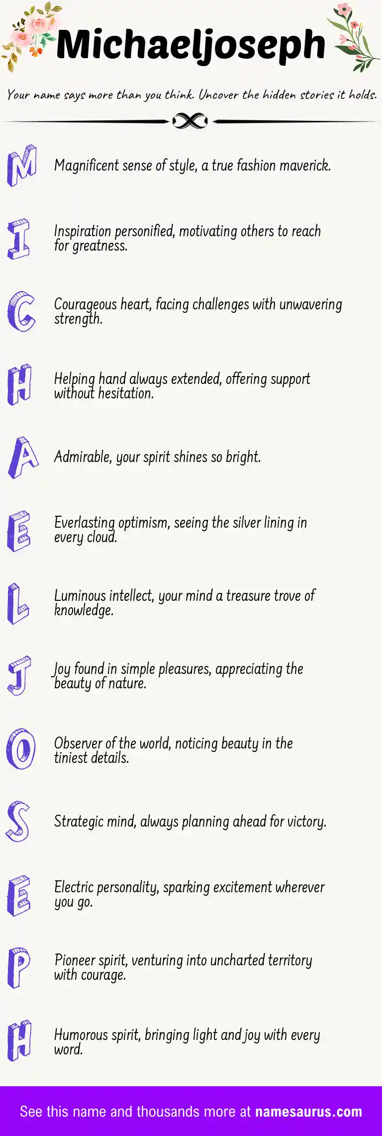 Acrostic poem about Michaeljoseph.