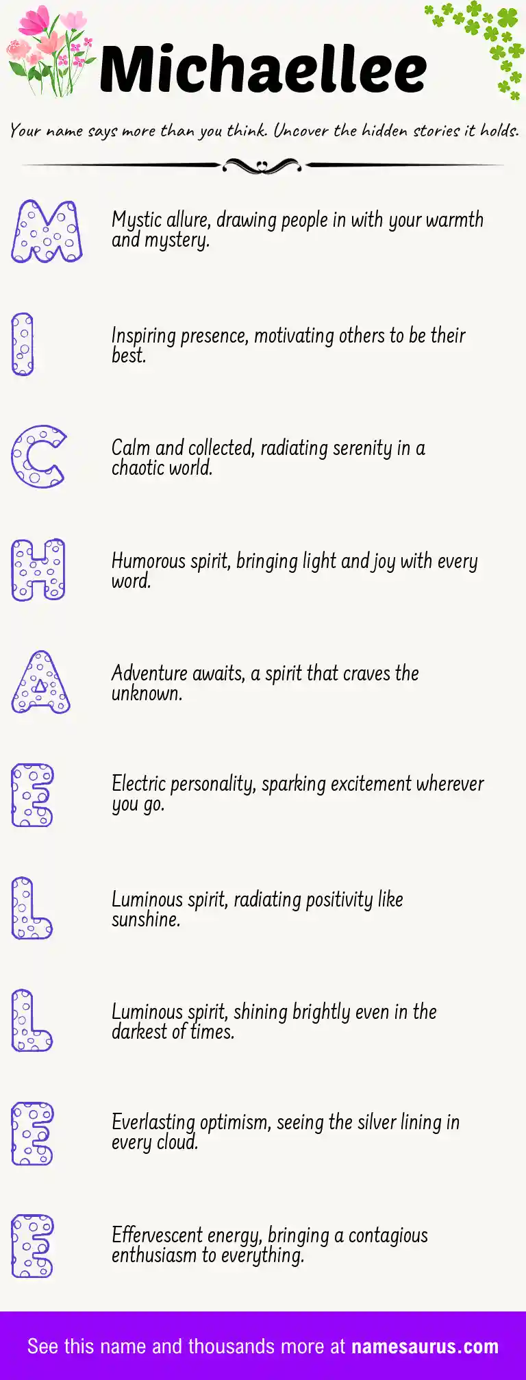 Acrostic poem about Michaellee.