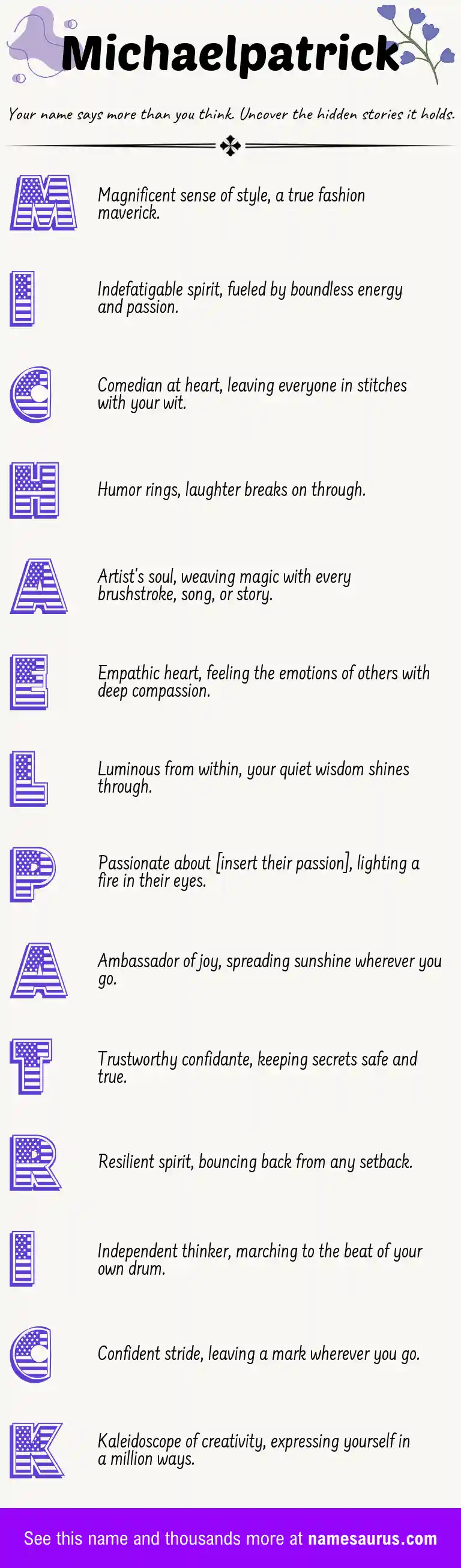 Acrostic poem about Michaelpatrick.