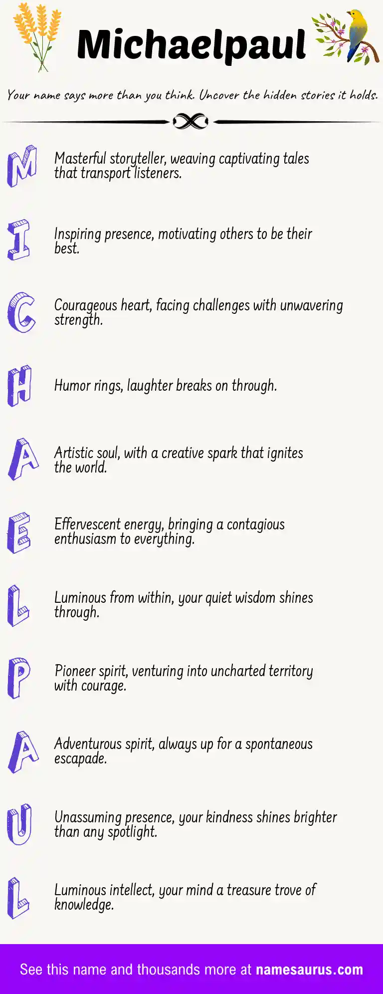 Acrostic poem about Michaelpaul.