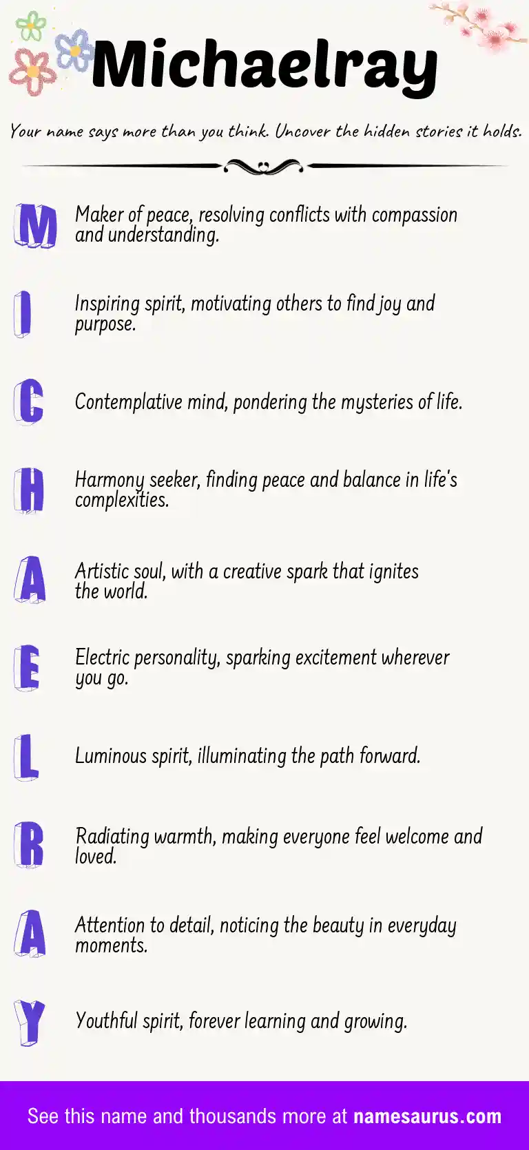 Acrostic poem about Michaelray.