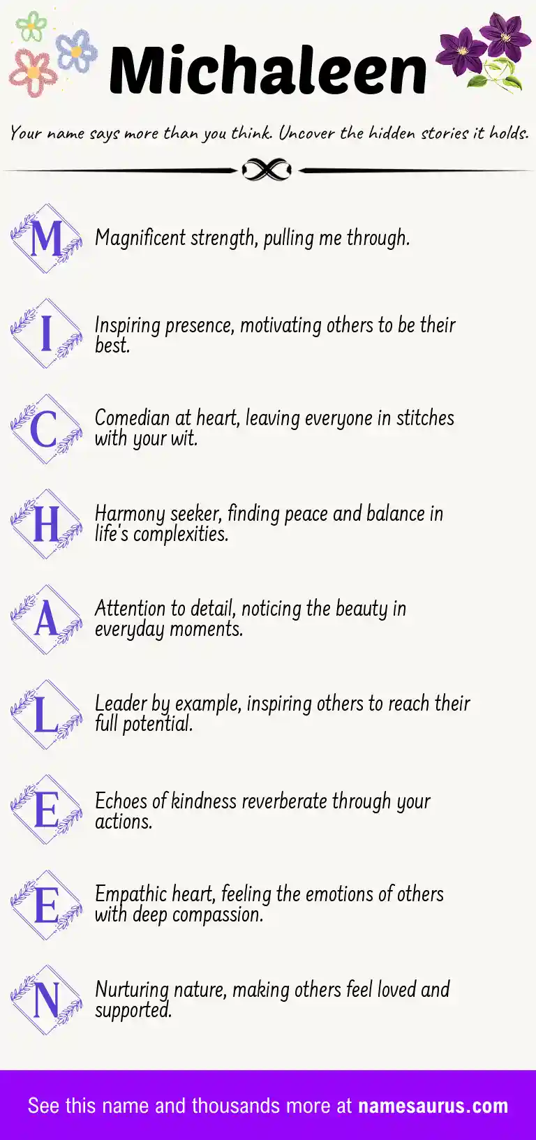 Acrostic poem about Michaleen.