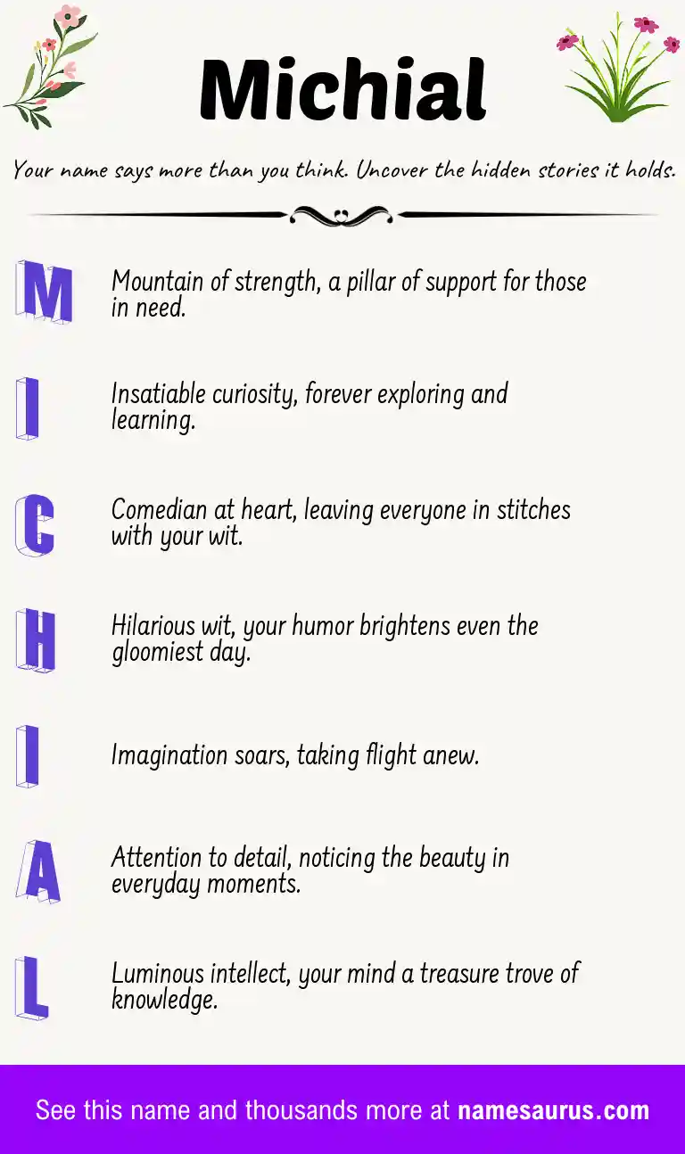 Acrostic poem about Michial.