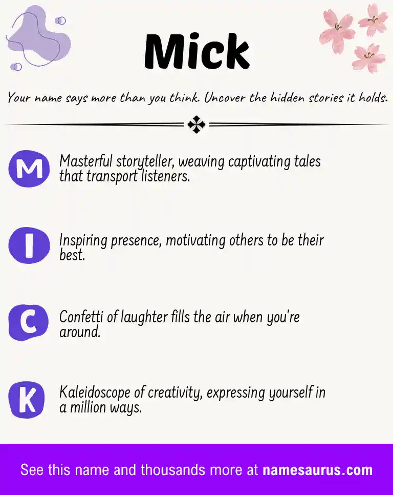 Acrostic poem about Mick.