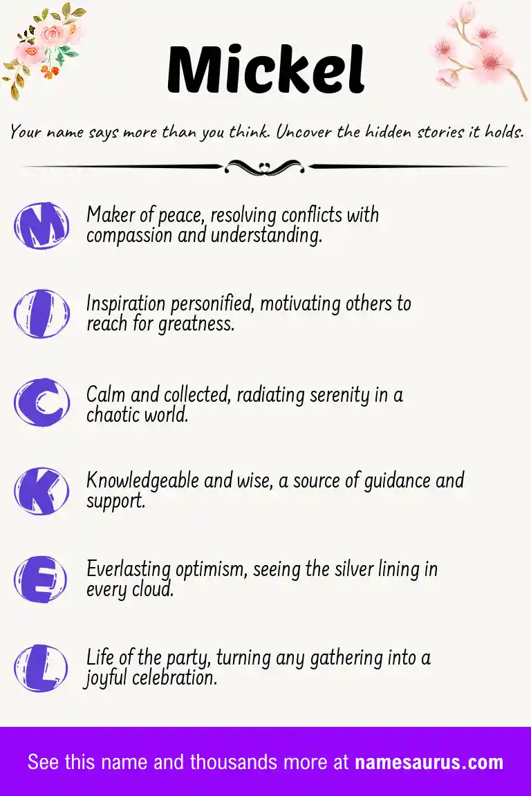 Acrostic poem about Mickel.