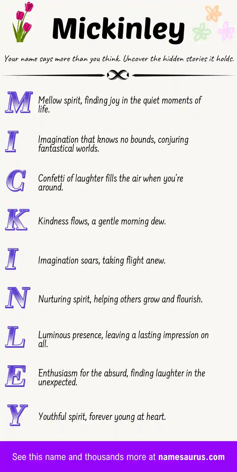 Acrostic poem about Mickinley.