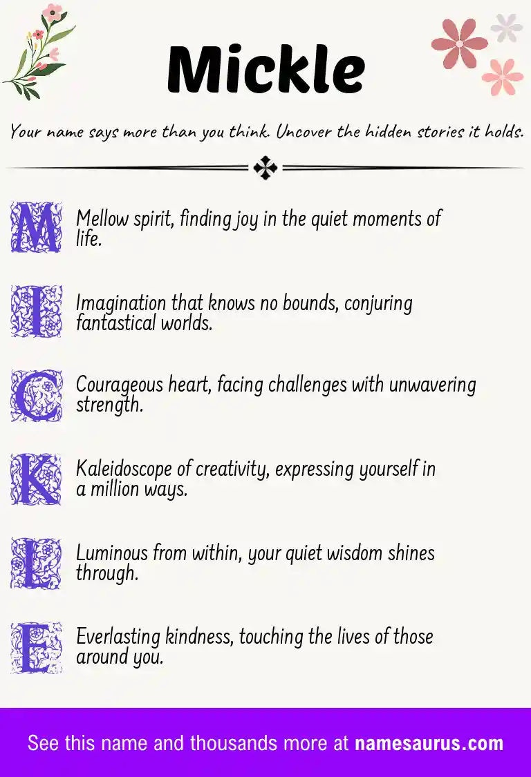 Acrostic poem about Mickle.