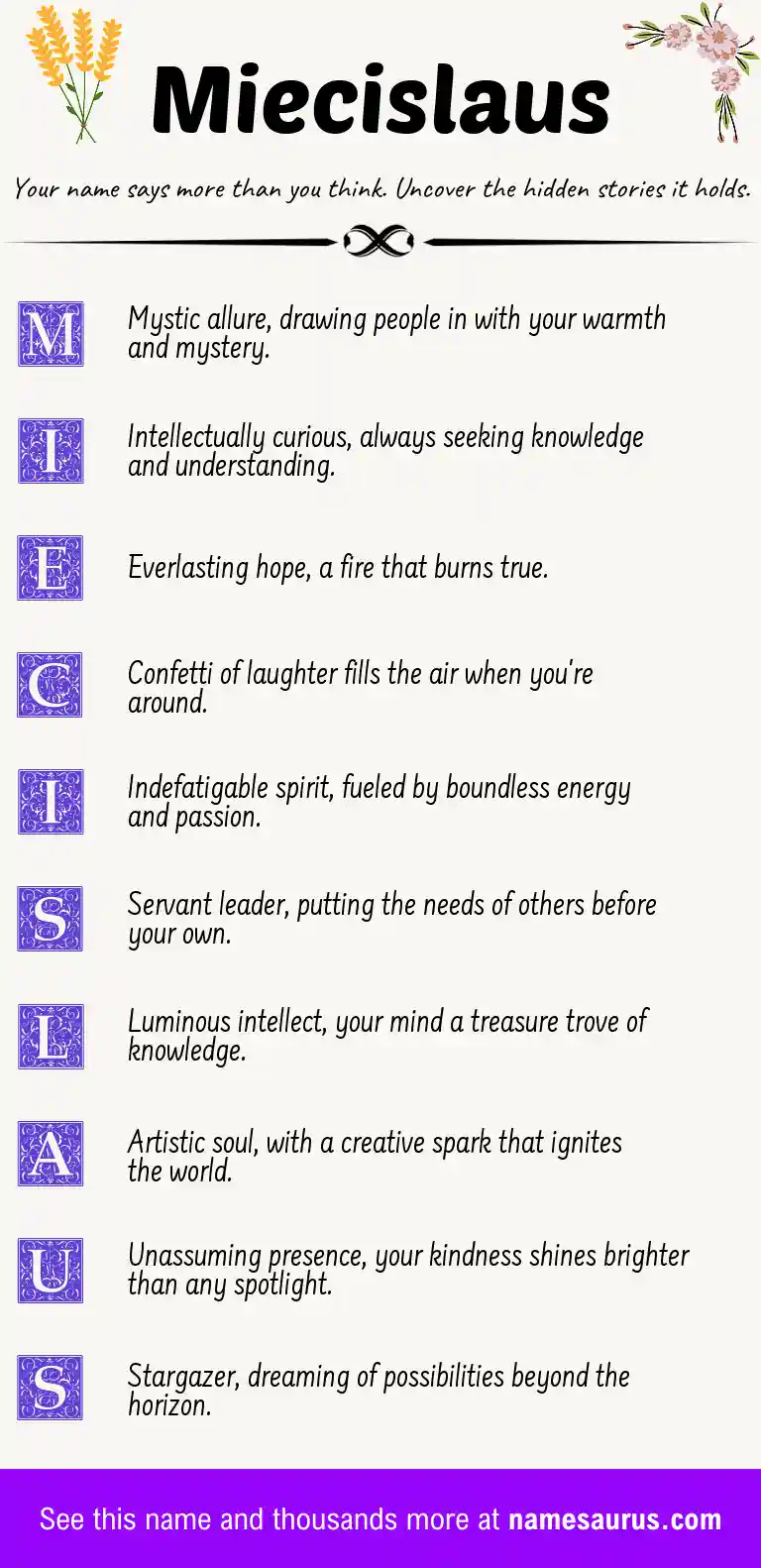 Acrostic poem about Miecislaus.