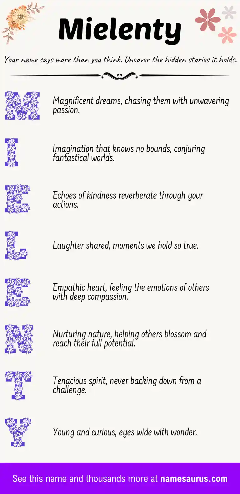 Acrostic poem about Mielenty.