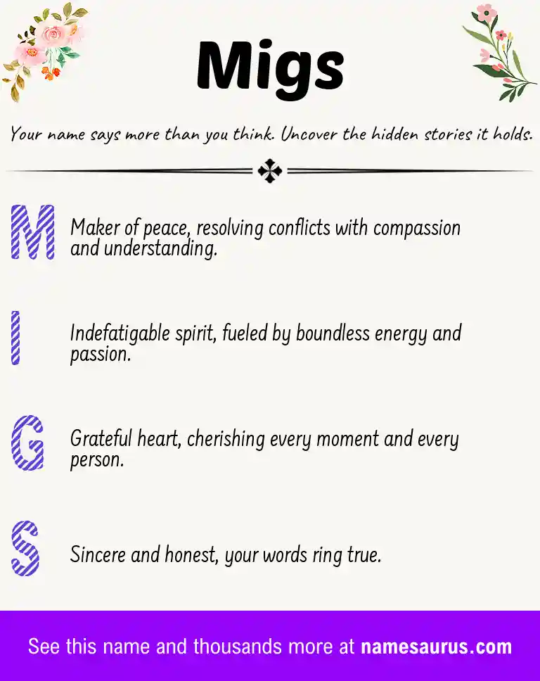Acrostic poem about Migs.