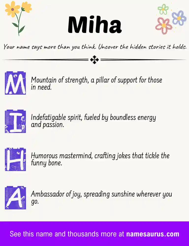 Acrostic poem about Miha.