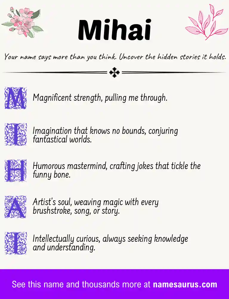 Acrostic poem about Mihai.