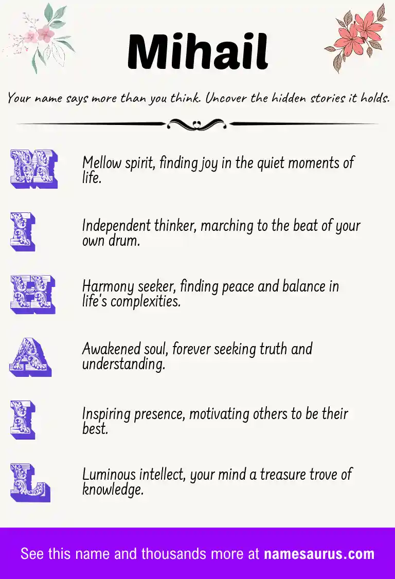 Acrostic poem about Mihail.