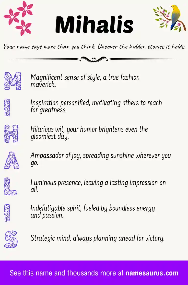 Acrostic poem about Mihalis.