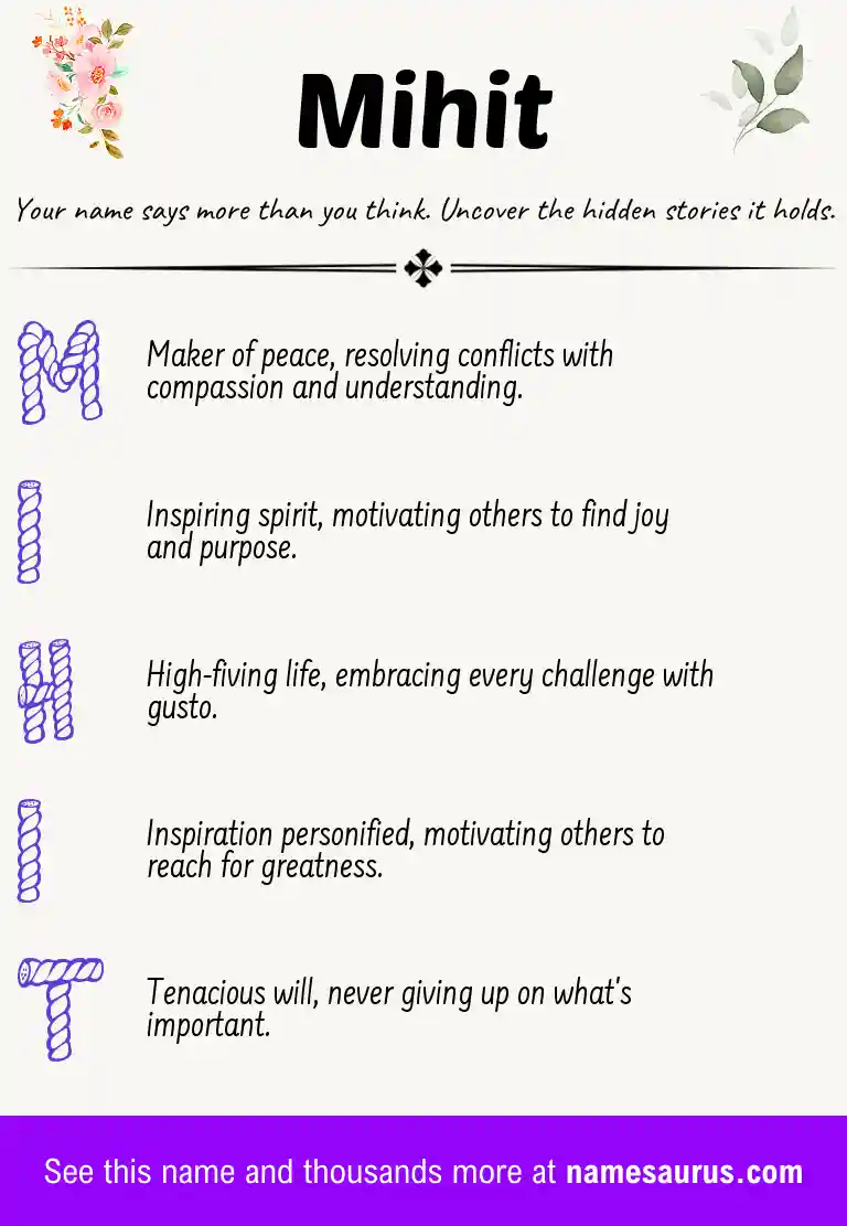 Acrostic poem about Mihit.