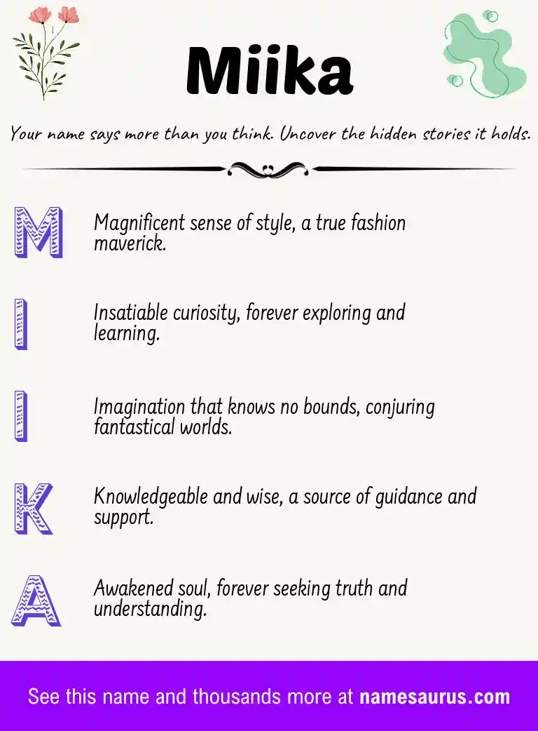 Acrostic poem about Miika.