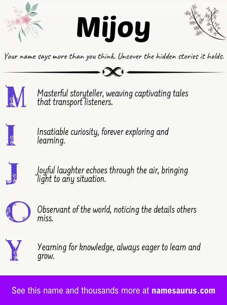 Acrostic poem about Mijoy.