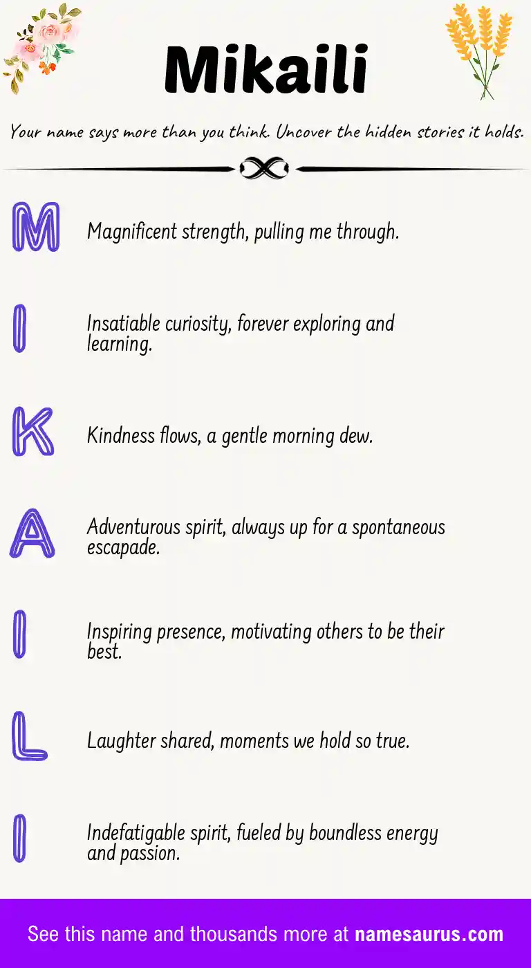 Acrostic poem about Mikaili.