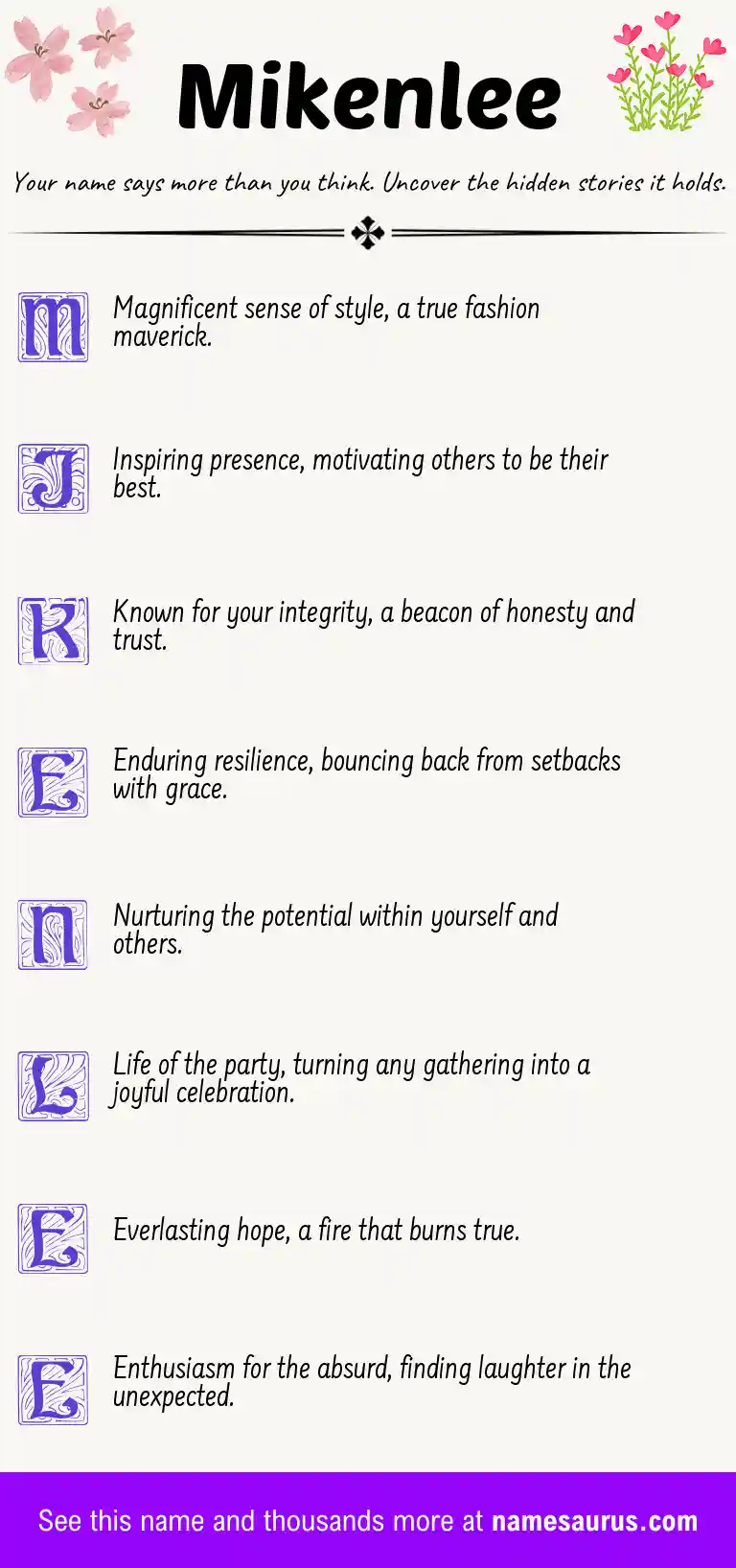 Acrostic poem about Mikenlee.
