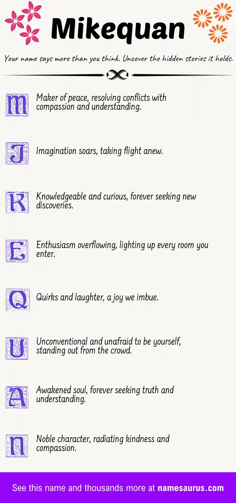 Acrostic poem about Mikequan.