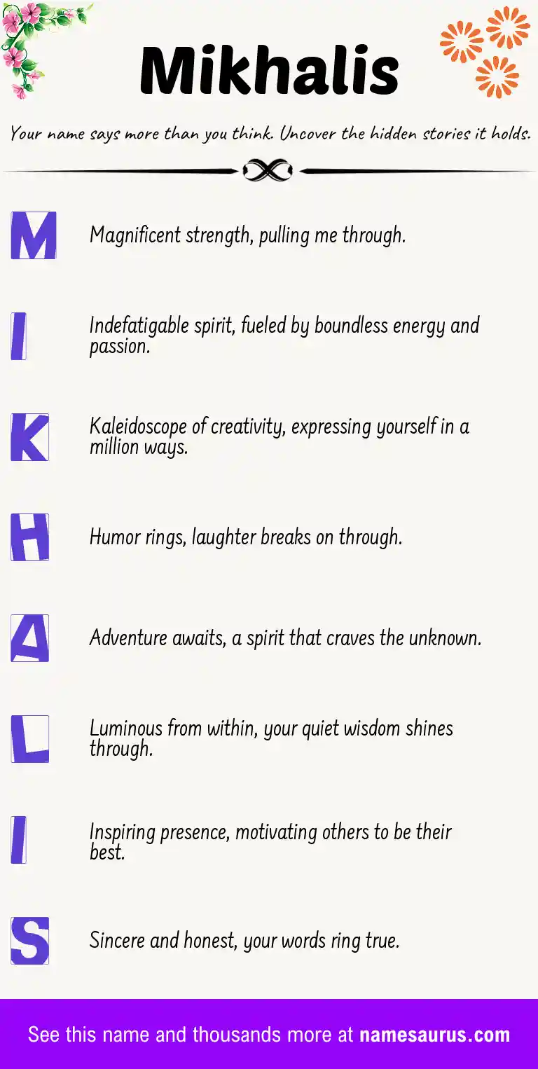 Acrostic poem about Mikhalis.