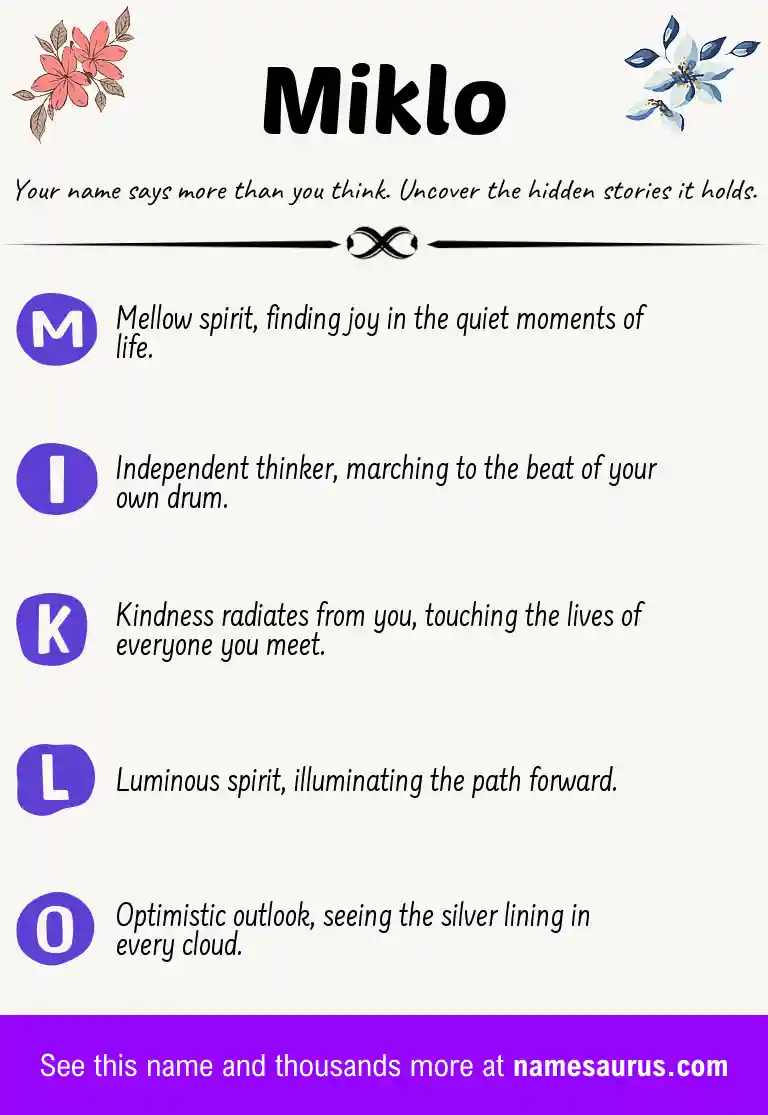 Acrostic poem about Miklo.