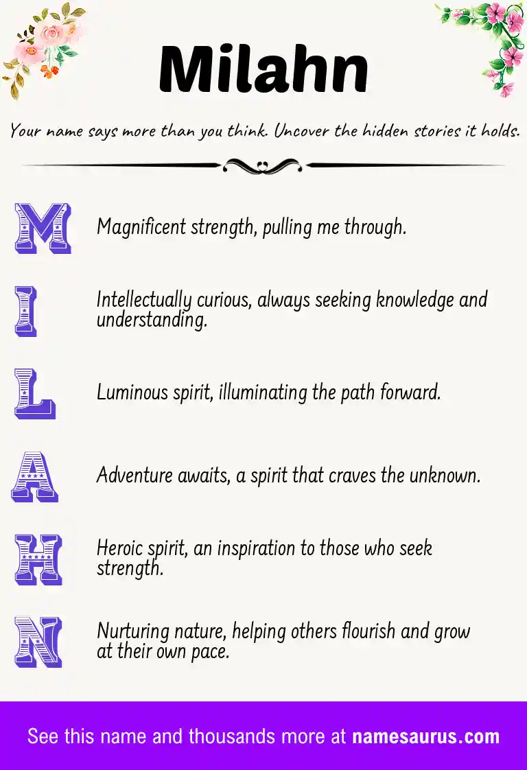 Acrostic poem about Milahn.