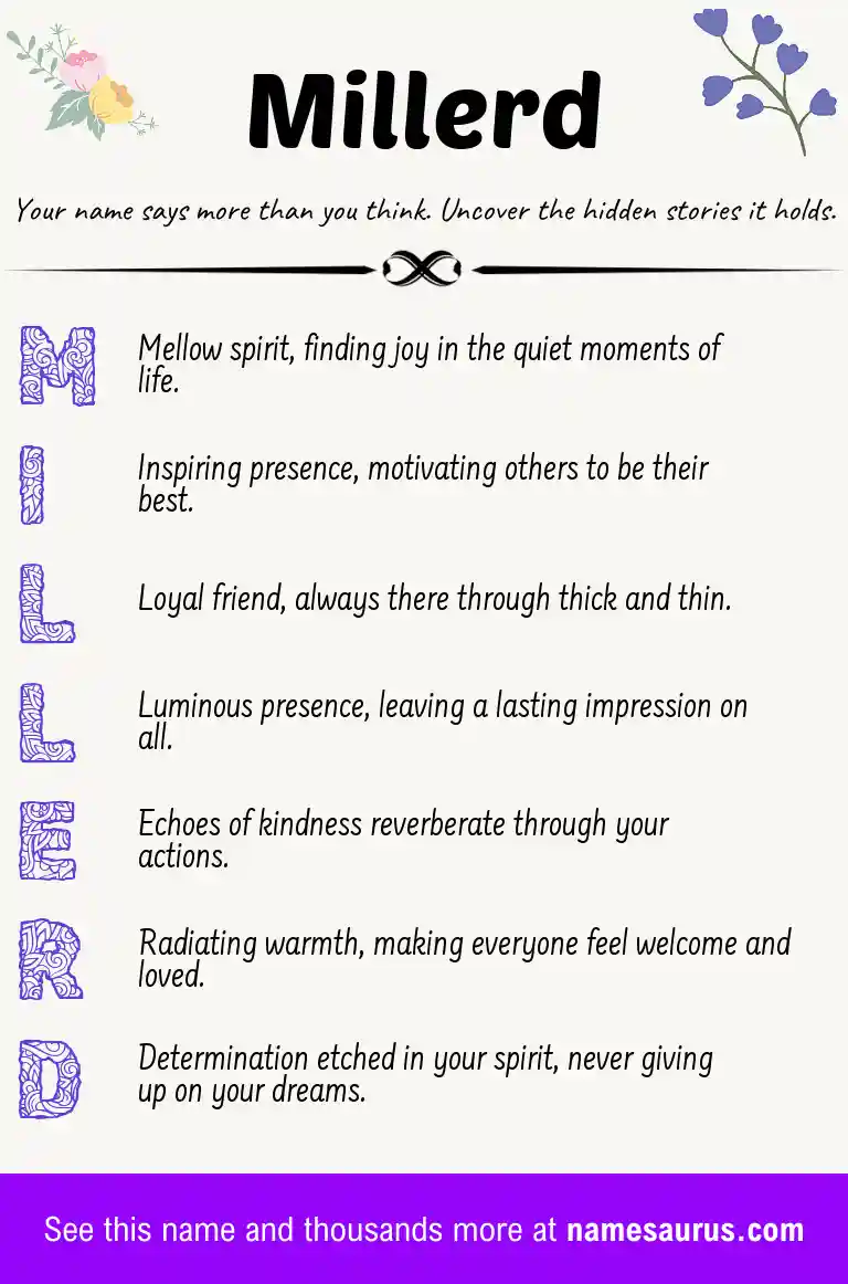 Acrostic poem about Millerd.