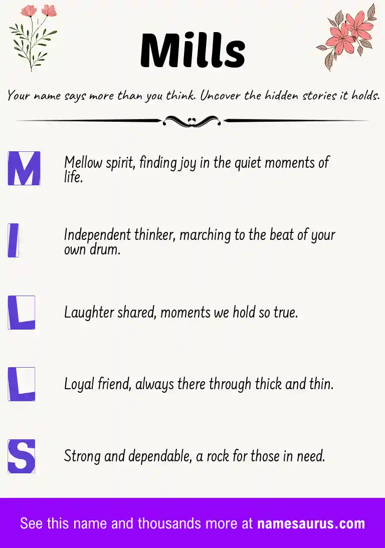 Acrostic poem about Mills.