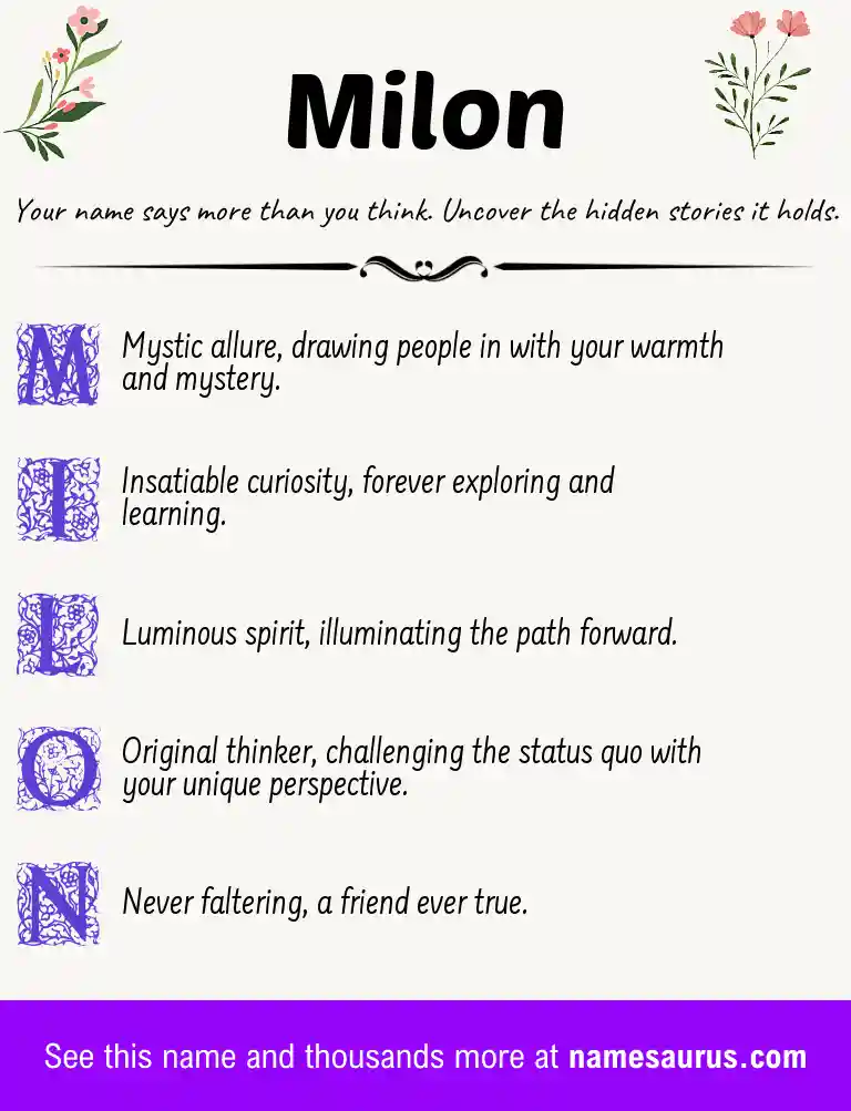 Acrostic poem about Milon.