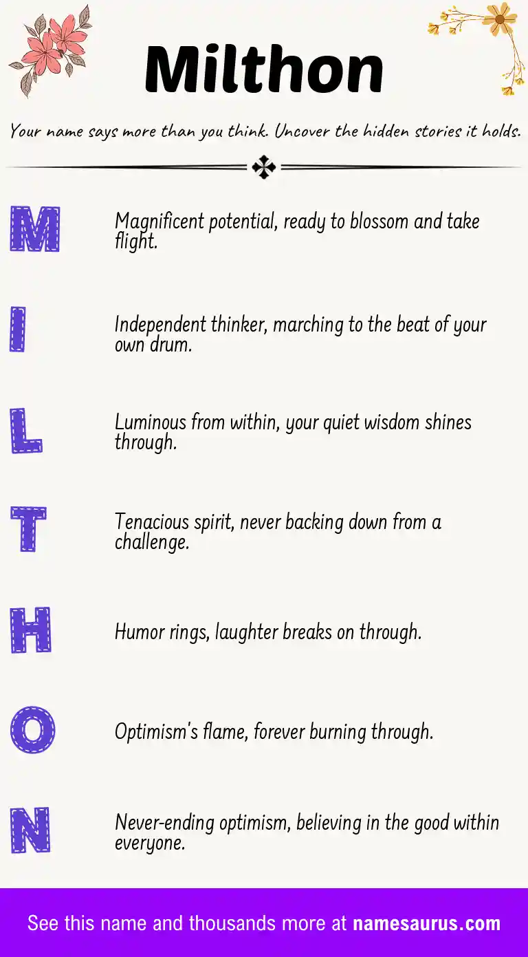 Acrostic poem about Milthon.